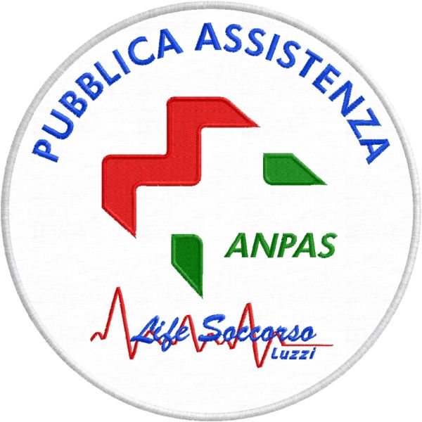 Patch ricamato logo ANPAS life soccorso LUZZI diametro 215 mm. Cod.20180305_A