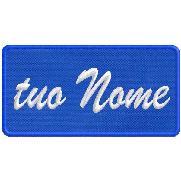 Patch ricamato con nome a piacere su base blu royal nome a piacere