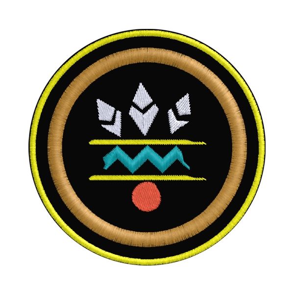 Patch ricamato tondo diam. cm. 8 simbolo rebellion Cod. 20180406_A