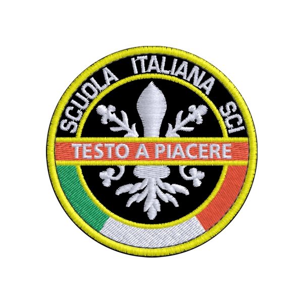 Patch SCUOLA ITALIANA SCI Firenze con RICAMATO TESTO A PIACERE Cod. 20180410_A
