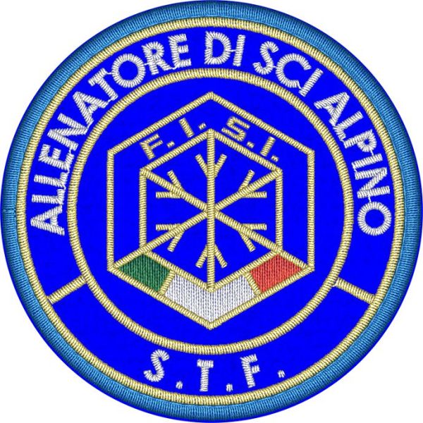 Patch ricamato allenatore di SCi ALPINO S.T.F.I. diam.70 mm su base panno lenci