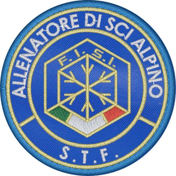 Patch ricamato allenatore di SCi ALPINO S.T.F.I. diam.70 mm su base panno lenci