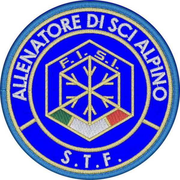 Patch ricamato allenatore di SCi ALPINO S.T.F.I. diam.75 mm. su base panno lenci