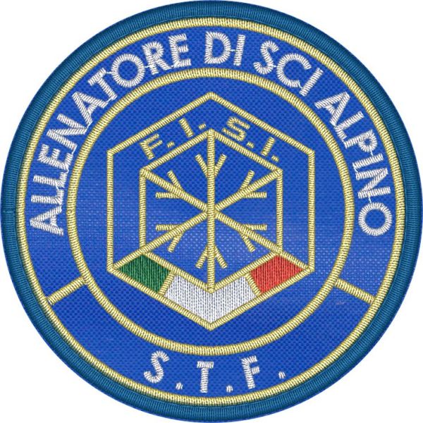 Patch ricamato allenatore di SCi ALPINO S.T.F.I. diam.75 mm. su base panno lenci