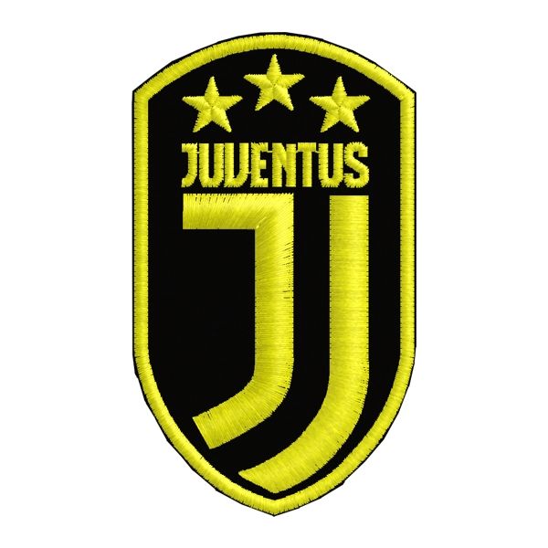 JUVENTUS patch ricamato logo 2018 misura cm. 9 x 5 su base nera FILO BIANCO