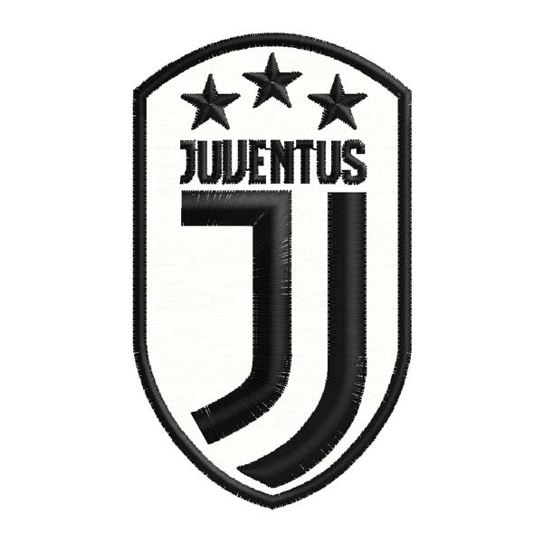 JUVENTUS patch ricamato logo 2018 misura cm. 9 x 5 su base nera FILO BIANCO