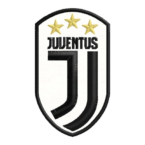 JUVENTUS patch ricamato logo 2018 misura cm. 9 x 5 su base nera FILO BIANCO