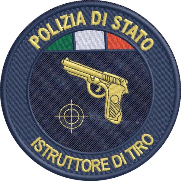 ISTRUTTORE DI TIRO Polizia di Stato ,patch ricamato su base tessuto bluNAVY