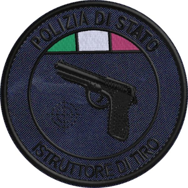 ISTRUTTORE DI TIRO Polizia di Stato ,patch ricamato a bassa visibilita su base tessuto bluNAVY 