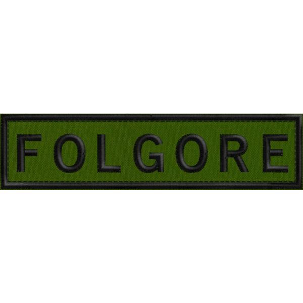 Mostrina ricamata FOLGORE o a piacere con il proprio nome su base tessuto verde militare cod.20180522_A
