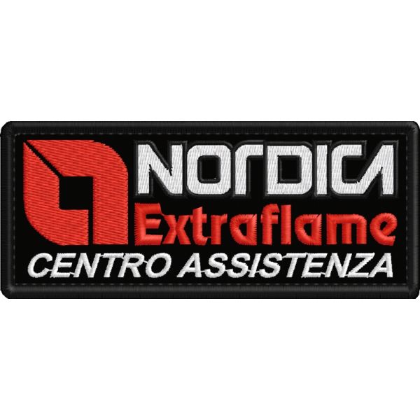 Patch ricamato NORDICA Extraflame Centro assistenza cm.10 x 4 Cod.20180524_A