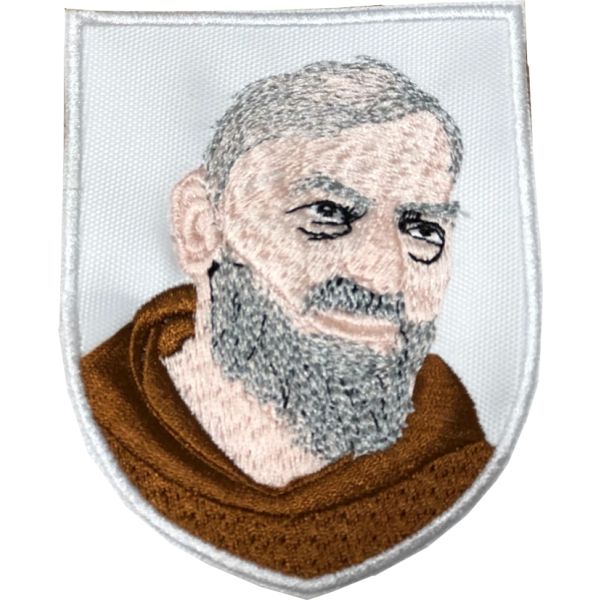 PATCH ricamato su base bianca San Padre Pio Cod.20180611_A