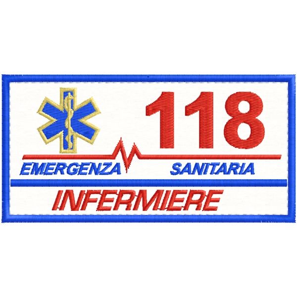 Patch ricamato EMERGENZA SANITARIA 118 qualifica INFERMIERE