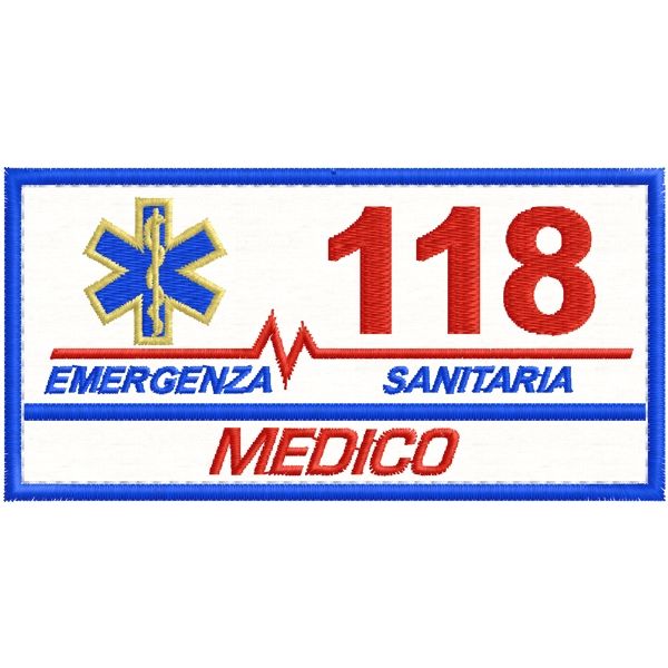 Patch ricamato EMERGENZA SANITARIA 118 qualifica INFERMIERE