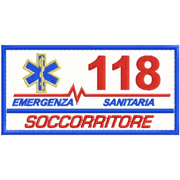 Patch ricamato EMERGENZA SANITARIA 118 qualifica INFERMIERE