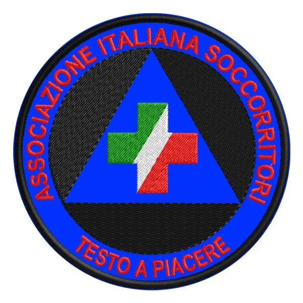 patch ricamato ASSOCIAZIONE ITALIANA SOCCORRITORI diam._cm. 9,2 csu base GIALLA