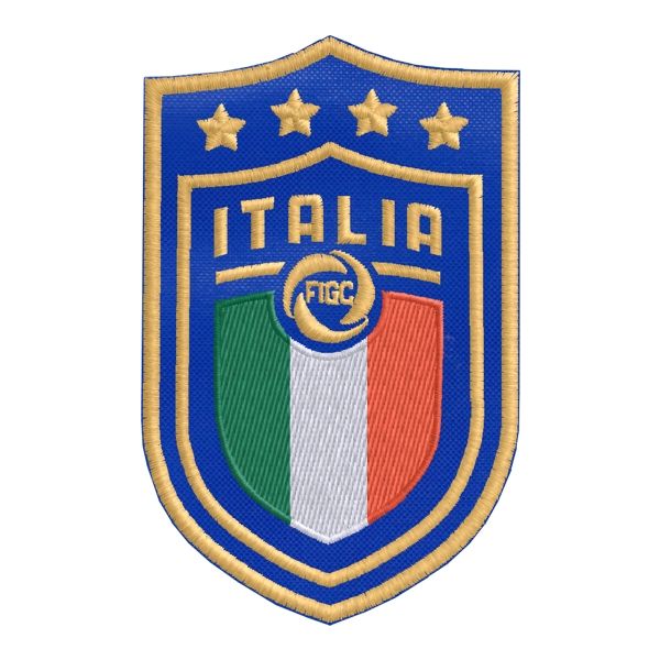 Scudetto ricamato cm. 9 x 6 FIGC ITALIA  4 stelle Cod.20180824_A