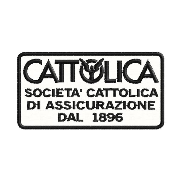 Patch ricamato rettangolare logo CATTOLICA ASSICURAZIONI mm. 80 per 40 di altezza
