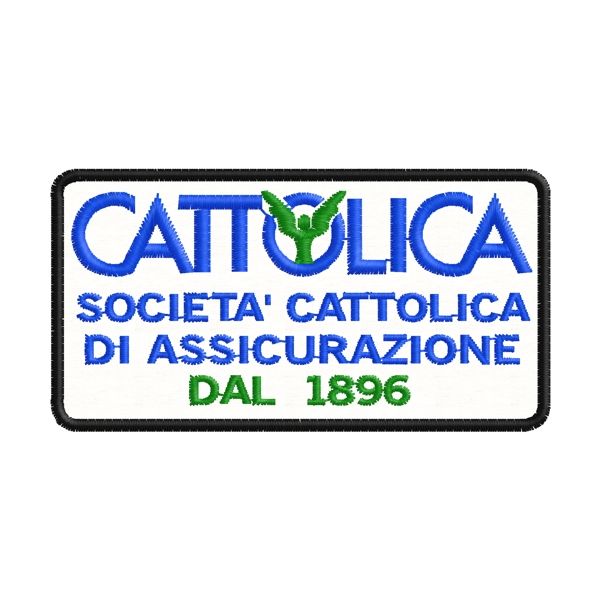 Patch ricamato A COLORI logo CATTOLICA ASSICURAZIONI mm. 80 per 40 di altezza 