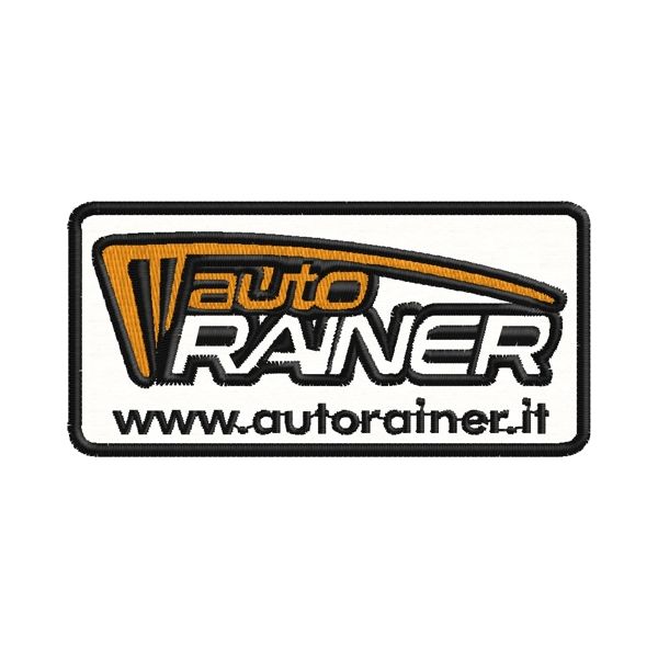 Patch ricamato A COLORI logo AUTO RAINER mm. 80 per 40 di altezza Cod.20180827_B
