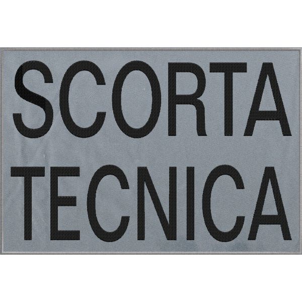 Patch ricamato cm. 28 x 19 SCORTA TECNICA  su base tessuto RIFRANGENTE