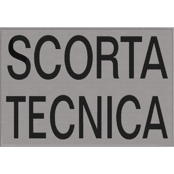 Patch ricamato cm. 28 x 19 SCORTA TECNICA  su base tessuto RIFRANGENTE