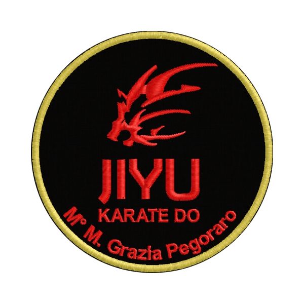 Emblema ricamato JIYU karate do personalizzabile variante bordo ROSSO