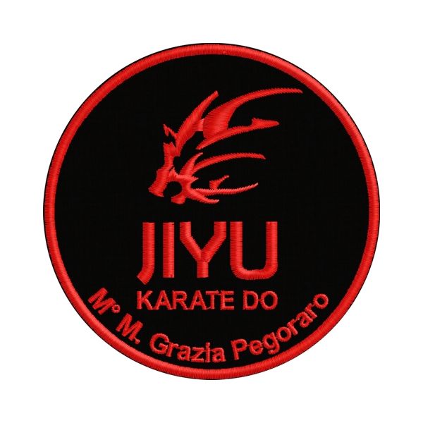 Emblema ricamato JIYU karate do personalizzabile variante bordo ROSSO