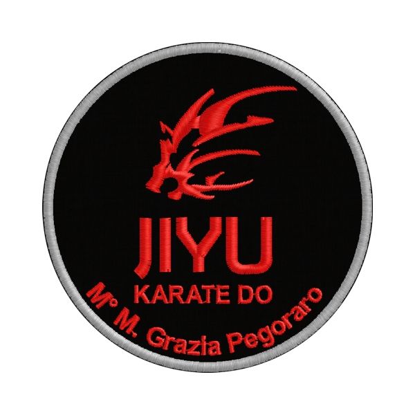 Emblema ricamato JIYU karate do personalizzabile variante bordo ROSSO