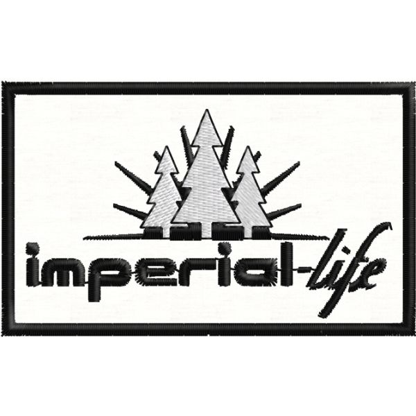 Patch ricamato rettangolare logo IMPERIAL LIFE mm. 80 per 50 di altezza Cod.20180912_A