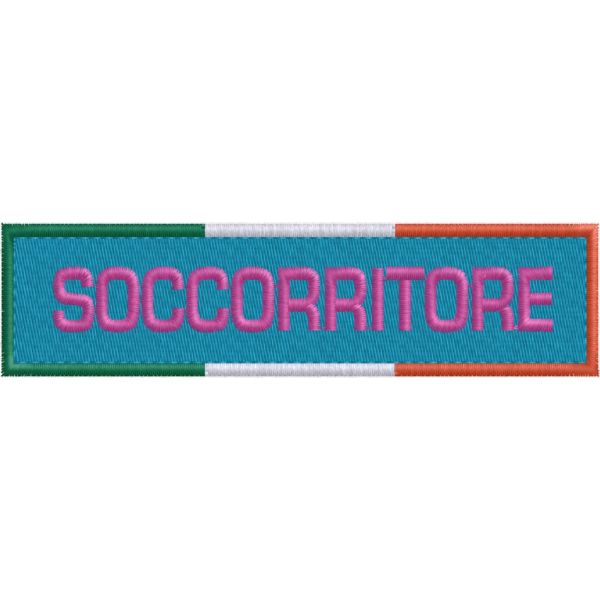 Patch ricamato CM.12 X 3 (SOCCORRITORE) CON TRICOLORE A PUNTO PIENO 