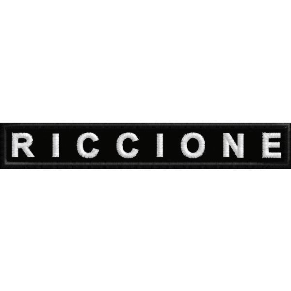 Patch scritta ricamata RICCIONE Cm.10 x 1,5 Cod.20180917_A