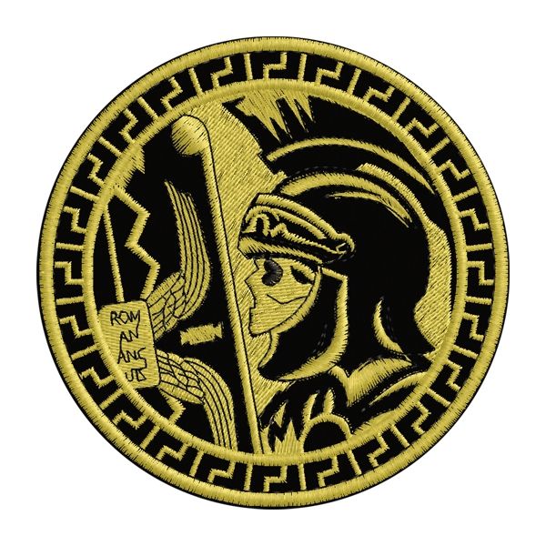 Patch ricamata Gladiatore su base nera con filo GOLD