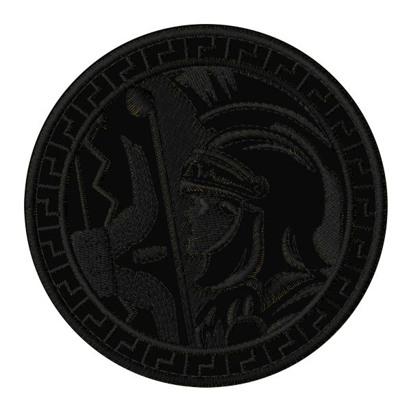 Patch ricamata Gladiatore su base nera con filo GOLD