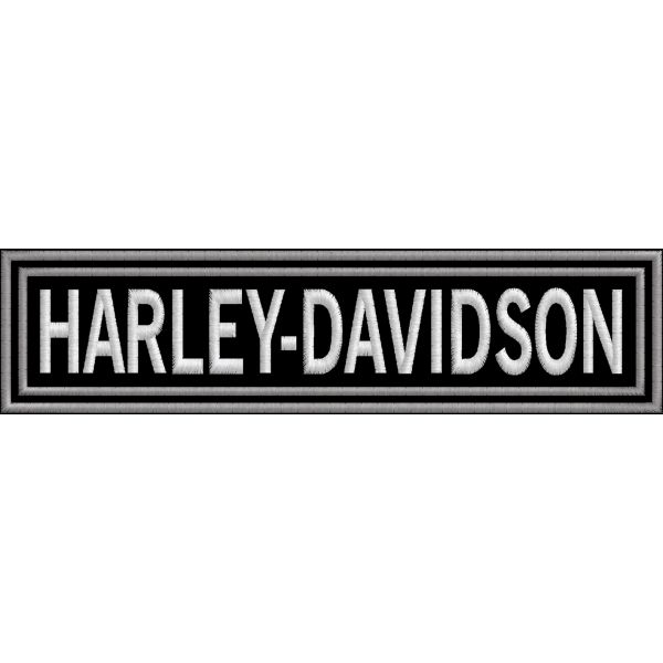 PATCH ricamata scritta HARLEY-DAVIDSON su base nera cm. 24 di lunghezza 