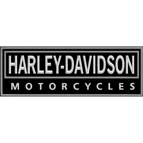 PATCH ricamata scritta HARLEY-DAVIDSON motorcycles su base nera cm. 24X8 di lunghezza Cod.20181031_A