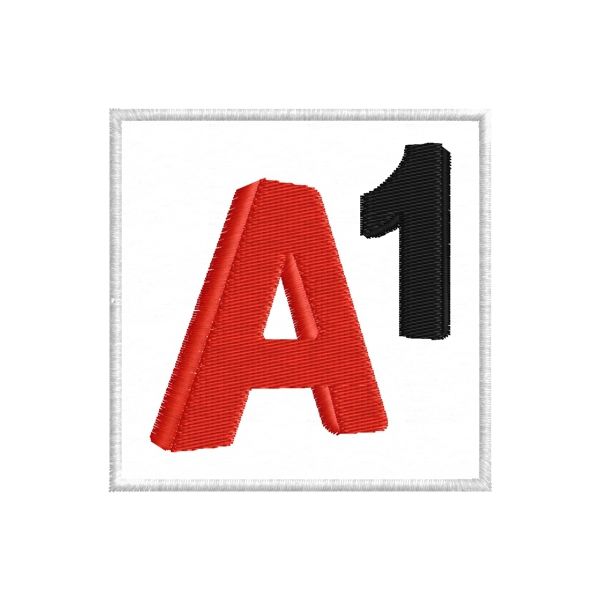 Patch A1 ricamato quadrato lato cm. 6,5 Cod.20181205_A