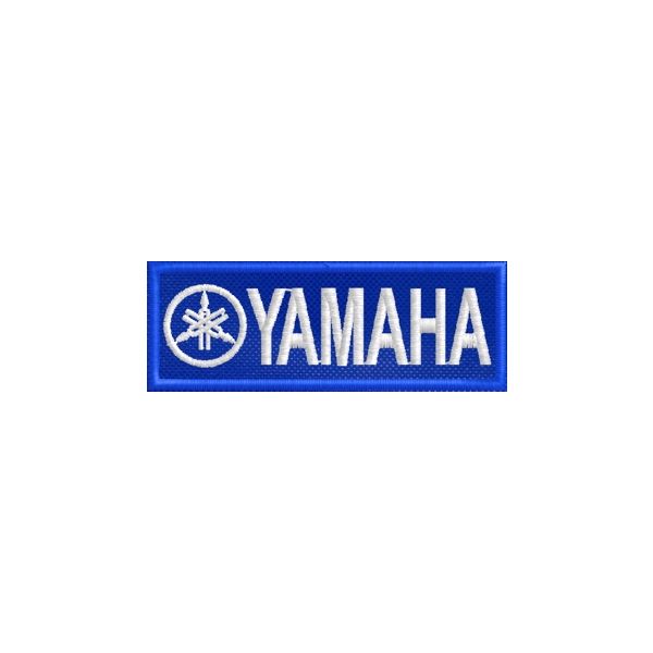 Stemma, Patch ricamato YAMAHA misura mm. 55 x 20 su base blu
