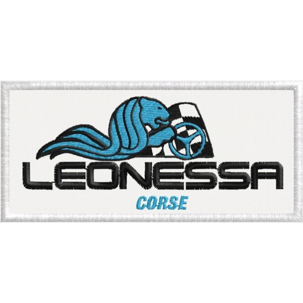 Patch rettangolare ricamato LEONESSA corse  cm.10 x 4,5  Cod.20190112_A