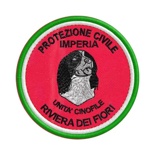 Patch ricamato PROTEZIONE CIVILE IMPERIA div. Cinofila diametro 80 mm. cod.20190210_A