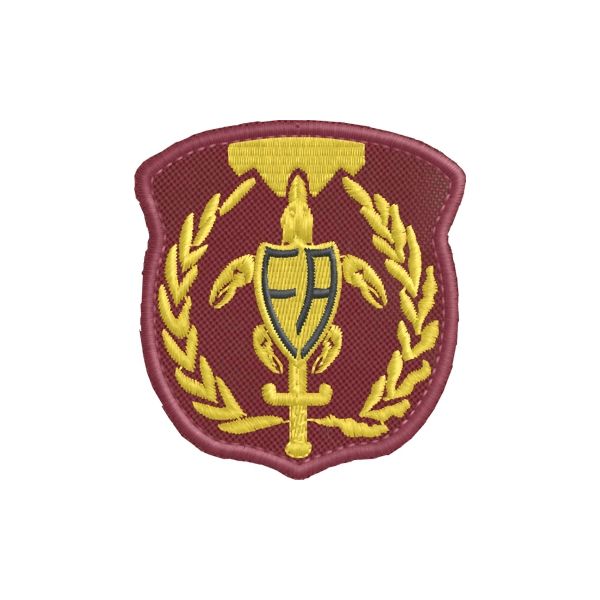 Patch ricamato su base a scelta GUARDIE DI FAREAMBIENTE senza corona cm. 5 x 6 base verde