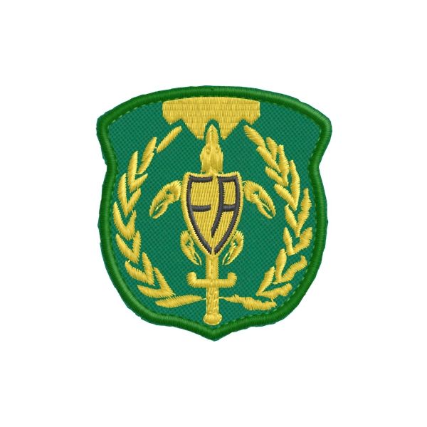 Patch ricamato su base a scelta GUARDIE DI FAREAMBIENTE senza corona cm. 5 x 6 base verde