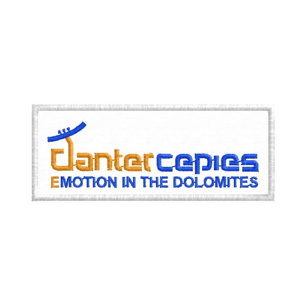 Patch ricamata logo DANTER CEPIES dolomiti base cm.8,0 X 3 cod.20190304_A