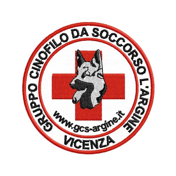 Patch ricamato GRUPPO CINOFILO SOCCORSO VICENZA diam. 75 mm. Cod.20190310_A