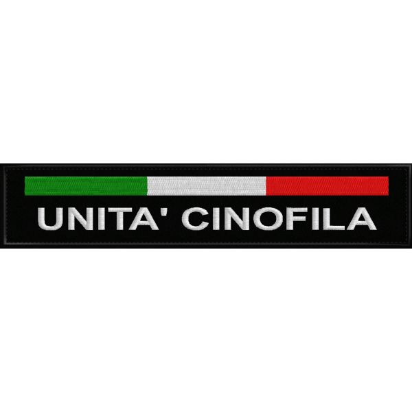 Etichetta ricamata (UNITA' CINOFILA),personalizzata a piacere cm. 25 x 5 Cod.20190327_A