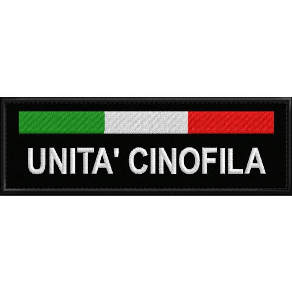 Etichetta ricamata (UNITA' CINOFILA),personalizzata a piacere cm. 15 x 5 Cod.20190402_A
