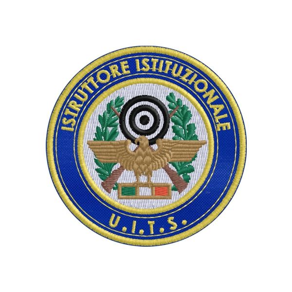 Patch ricamato su base BLU  ISTRUTTORE ISTITUZIONALE U.I.T.S. diam.cm.7 cod.20190414_A