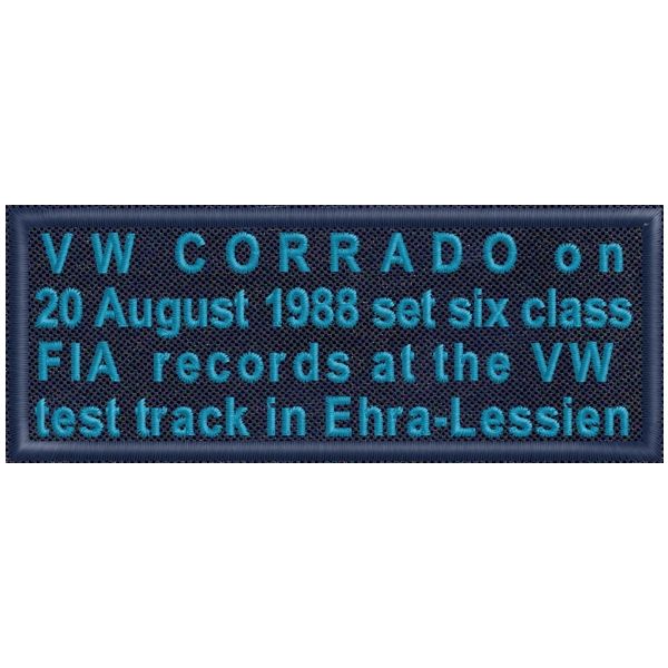 Patch ricamato VW CORRADO set six  FIArecords  cm. 10 x 4 SU BASE BLU NAVY