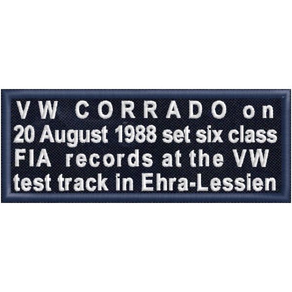 Patch ricamato VW CORRADO set six  FIArecords  cm. 10 x 4 SU BASE BLU NAVY