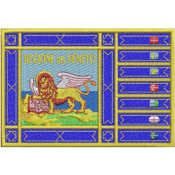 Patch  ricamato stemma regione Veneto su base rosso chiaro